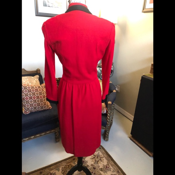 VTG Gorgeous 80s- 40s Red Wool Wrap Coat Dress - Picture 5 of 8